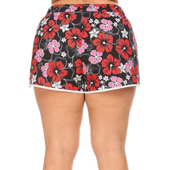 Tropical Print Swim Shorts with Pockets Womens Plus Size 20 Pink Swimwear - Picture 8 of 9